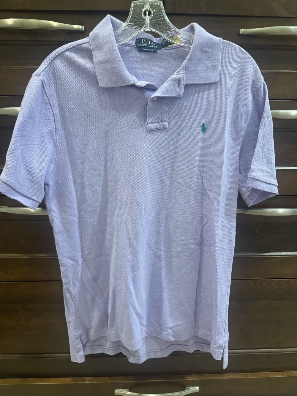 Polo by Ralph Lauren Men’s Light Lavender Polo Shirt with Green Pony